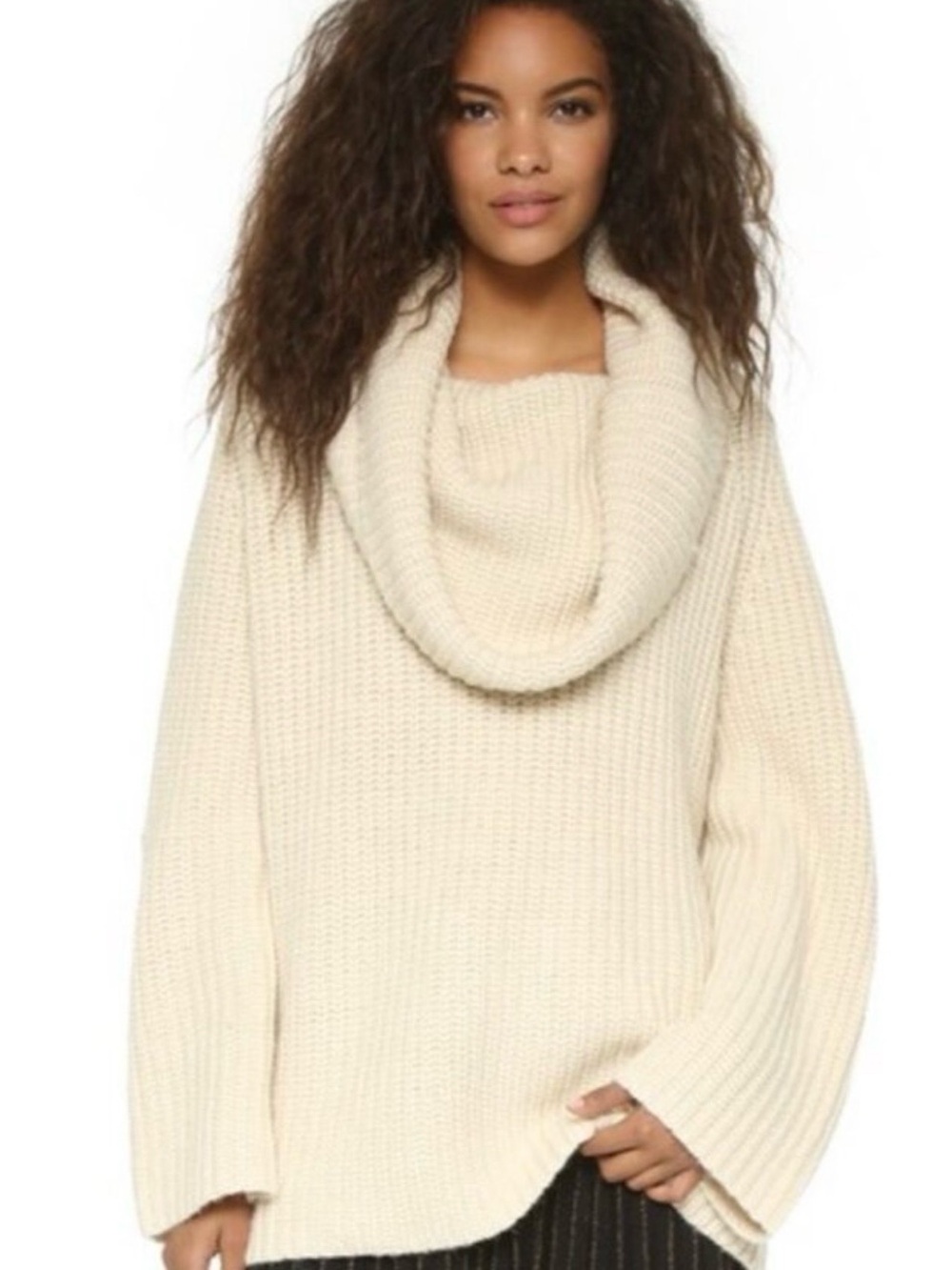 Mes Demoiselles Cream Oversized Cowl Neck Sweater